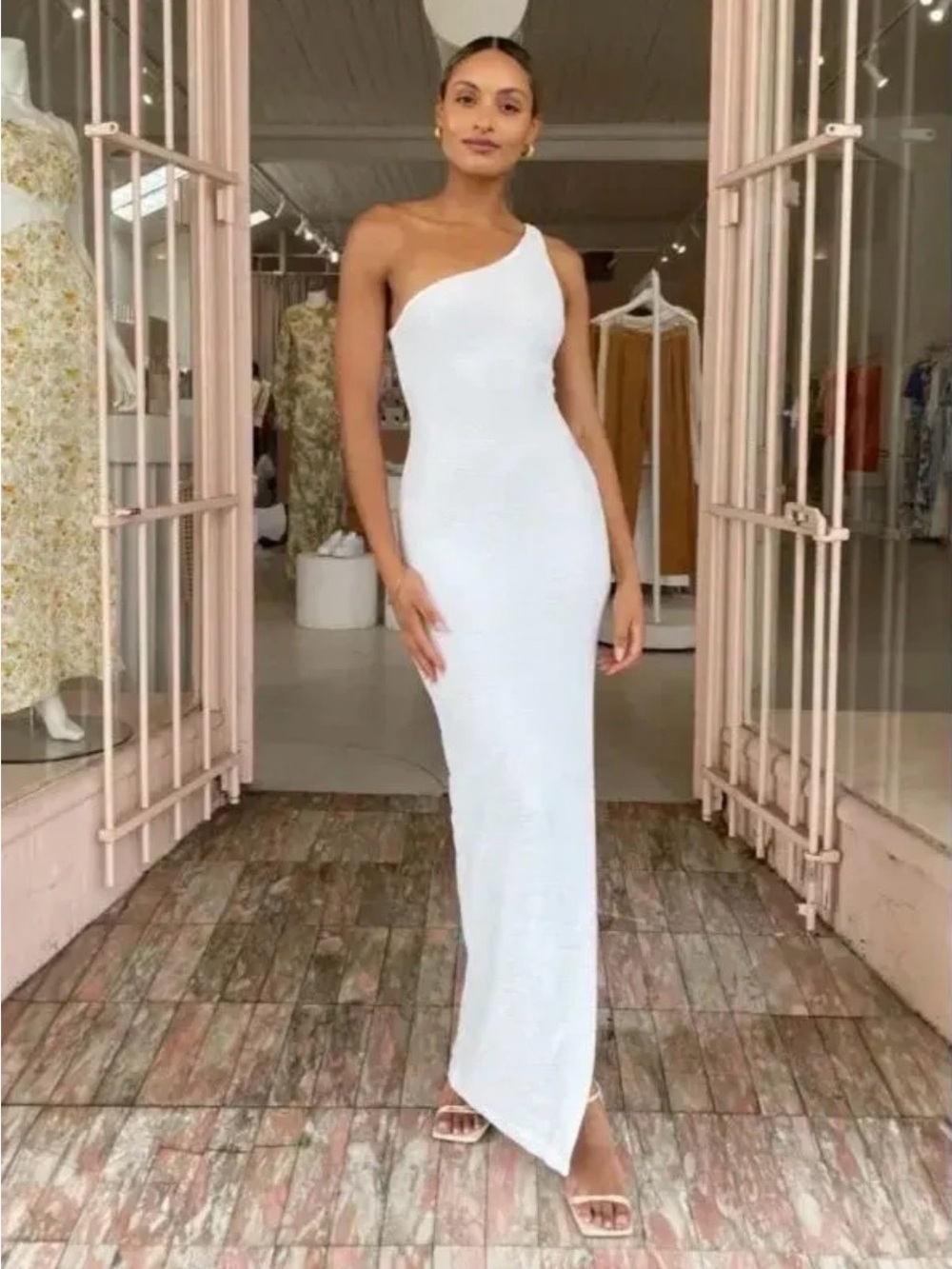 Rumer the Label Penelope One Shoulder White Maxi Dreas • msrp $289